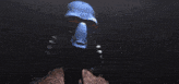 a cartoon character is standing in the dark with a serious look on his face