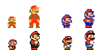a collection of pixel art of mario 's different stages