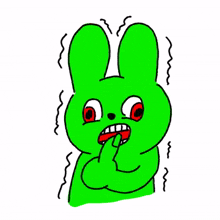 green rabbit red eye agreed thumps up