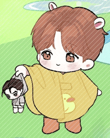 a drawing of a child holding a stuffed animal