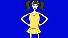 a cartoon of a girl in a yellow dress