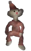a stuffed animal wearing a pink pajama set and a hat