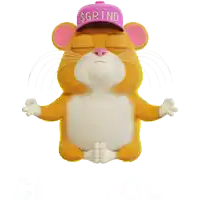 a cartoon hamster wearing a pink hat that says grind