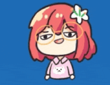 a cartoon of a girl with glasses and a flower in her hair .