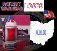 patriot warhead loses and ohio is shown on a black background