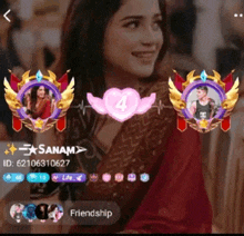 a screenshot of a woman 's profile with the number 4 on it