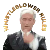a man in a suit is surrounded by the words whistleblower rules on a white background