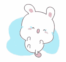 bunny cute kawaii laughing rolling on the floor laughing