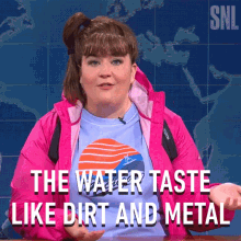 The Water Taste Like Dirt And Metal Carrie Krum GIF - The Water Taste Like Dirt And Metal Carrie Krum Aidy Bryant GIFs