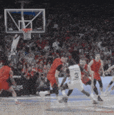 a basketball game is being played in front of a crowd and a sign that says flex