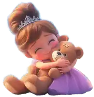 a little girl is hugging a teddy bear that says alc