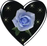 a heart with a blue rose on it
