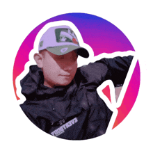 a young man wearing a hat and a jacket that says ' youth tokyo ' on it