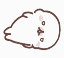 a drawing of a seal laying on its back with a blue eye and a pink nose .