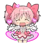 a cartoon of a girl with pink hair and a bow on her head is standing next to a heart .