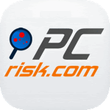 a pc risk.com logo with a magnifying glass