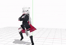 a 3d model of a girl with a red cape on