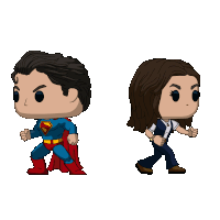 a superman and a woman are holding hands in a funko pop