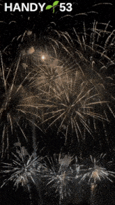 a fireworks display with the number 53 on the top
