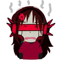 a cartoon of a girl wearing headphones and a red band around her eyes