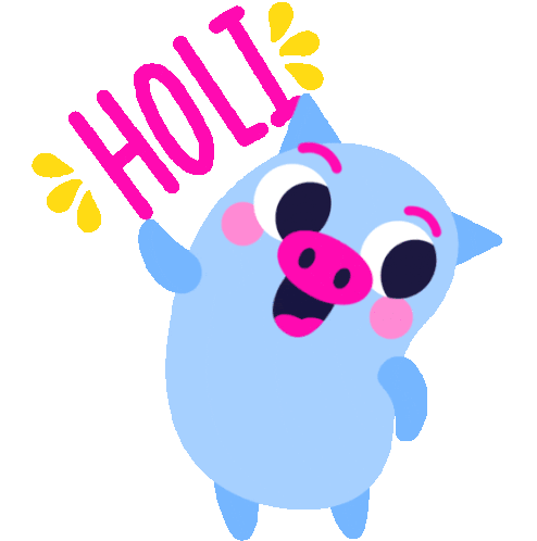 Cute Piggy Bank Says Hello In Spanish Sticker - Amorcito And Bebé Pig Holi Stickers