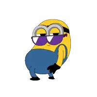 a cartoon character wearing sunglasses and overalls