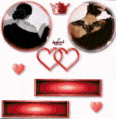 a picture of a woman and a man with two hearts and a crown