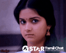 a star tamil chat ad with a woman 's face