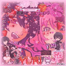 a picture of a girl with pink hair and a boy with black hair