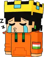 a cartoon character with a crown on his head is crying and sleeping .