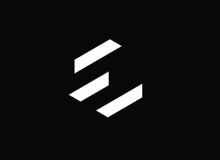 a white logo on a black background that looks like a hand holding something .