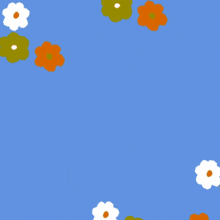 a blue background with arabic writing and flowers