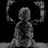 a drawing of a person sitting in front of a television