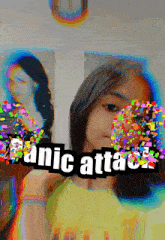 a girl 's face is surrounded by a graphic that says panic attack