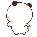 the back of a panda bear with a circle in its butt .
