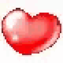 a pixel art of a red heart on a white background