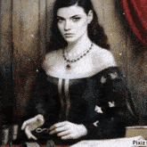 a painting of a woman with the word pixiz on the bottom right corner