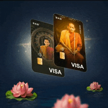 a visa card with a picture of a monk