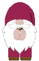 a pixel art of a gnome with a red hat and beard