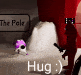 a sign that says " the pole " is next to a cartoon character