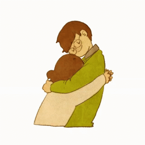 love cartoon couple hugging