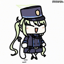 a cartoon of a girl wearing a police uniform and hat
