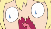 a cartoon drawing of a girl with a surprised expression