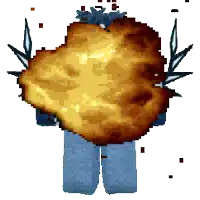 a pixel art drawing of a person holding a fried chicken