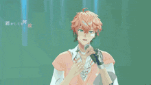 a man with red hair is singing into a microphone in a video game