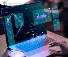 a person is using a laptop with a screen that says impressco business solutions