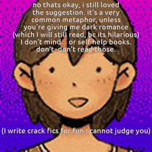 a cartoon drawing of a girl with the words " no thats okay i still loved the suggestion "