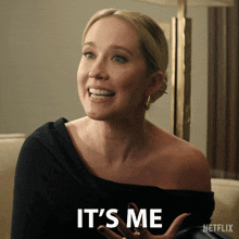 a woman says it 's me in front of a mirror
