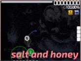a screen shot of a video game with the words salt and honey on it