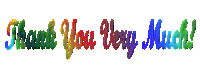 the words thank you very much are displayed in rainbow colors
